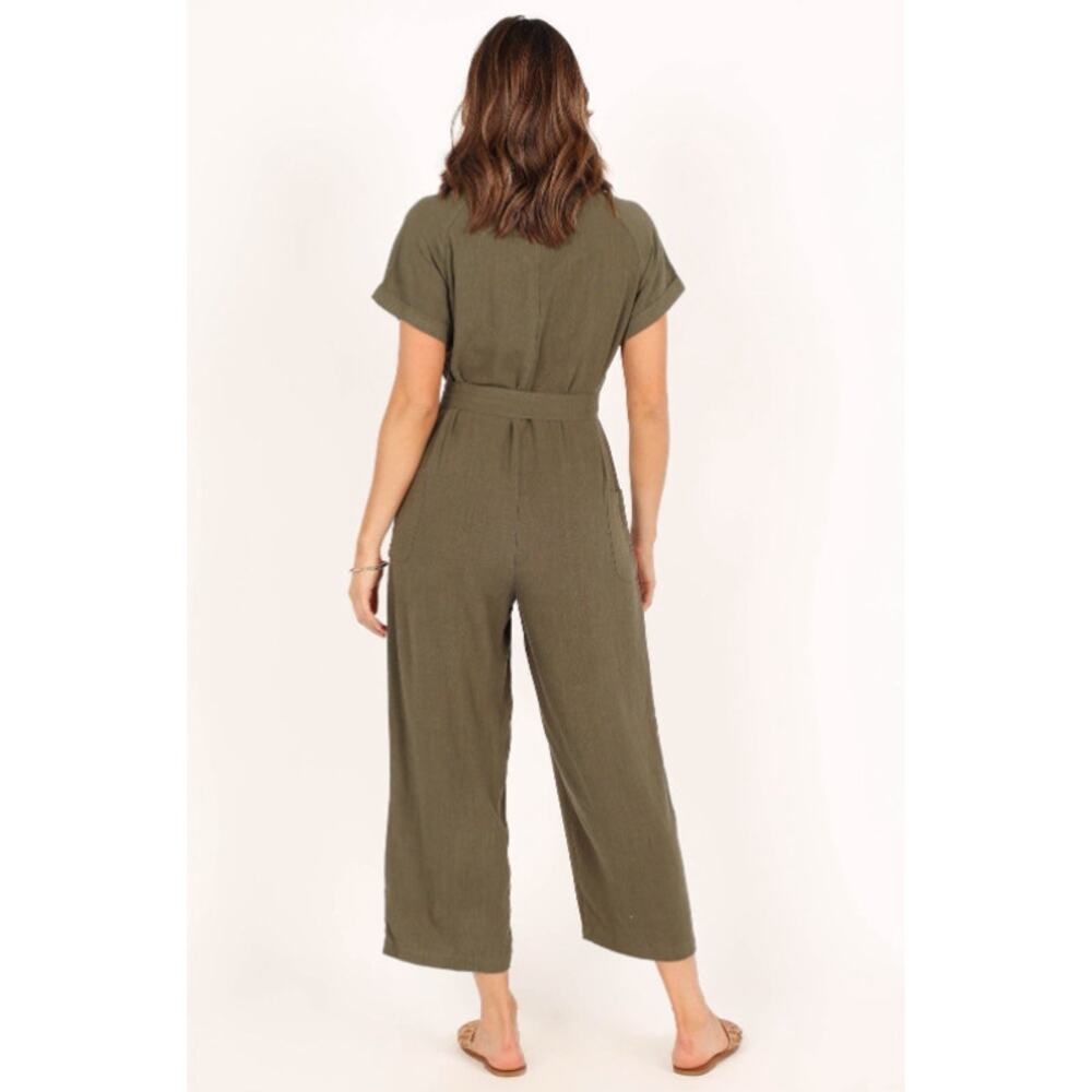 Petal & Pup Womens Archie 100% Linen Jumpsuit 8 Green Minimalist Lagenlook Boho - Picture 9 of 9